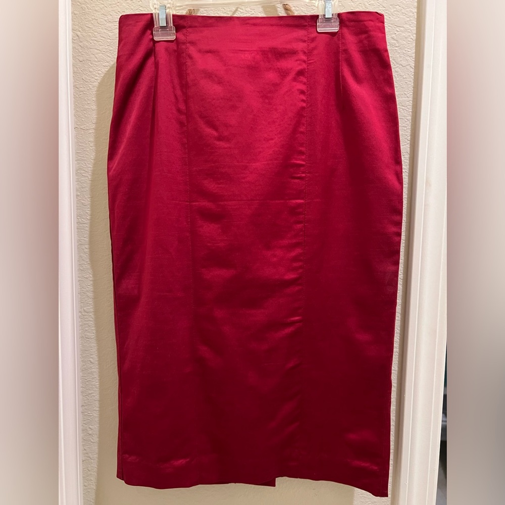 Bebe Red Satin Pencil Skirt